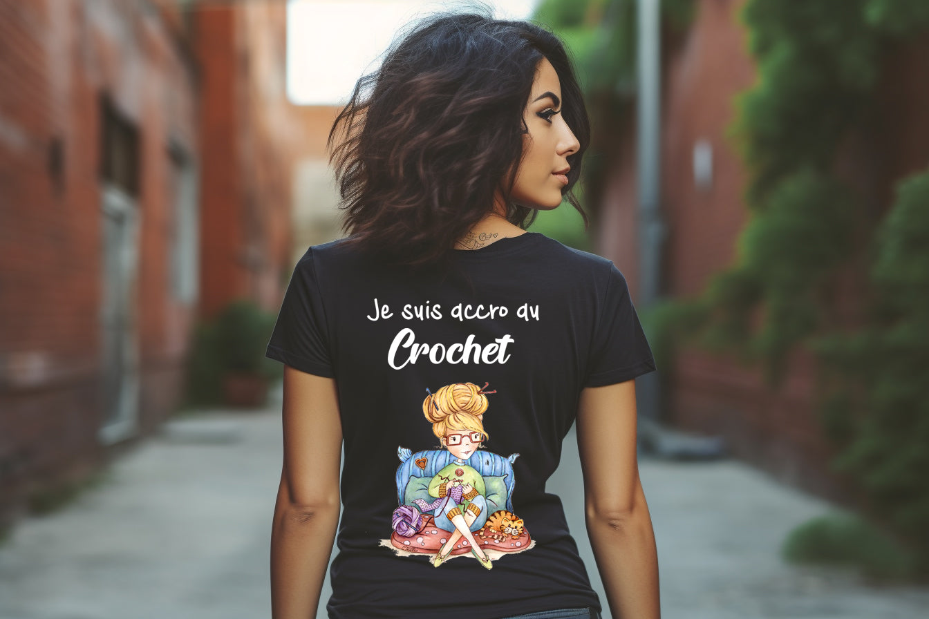 T Shirt femme Je suis accro au crochet